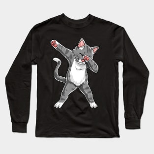 Dabbing Cat Funny Cats meme Kitty Kitten Dab Cat Lover Gifts Long Sleeve T-Shirt